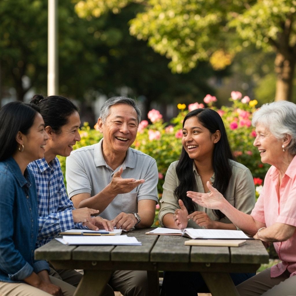 People collaborating outdoors