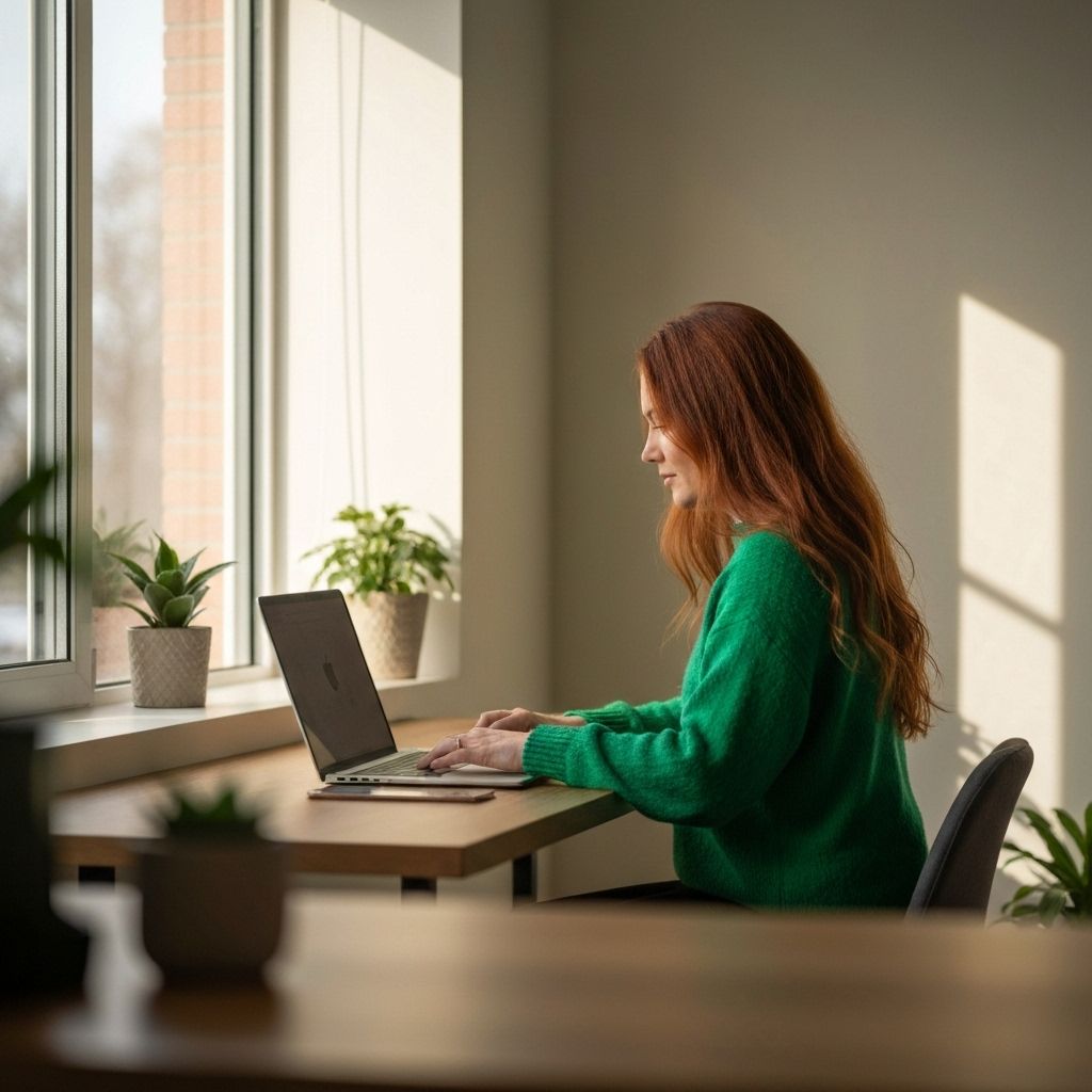 Person working on laptop at home